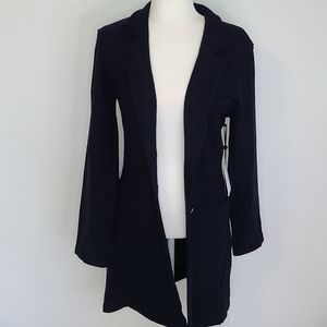 DKNY wool blend Trench Coat size 2 navy blue NEW